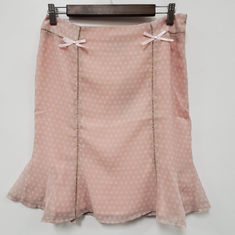 Delias Womens Dollcore Sheer Midi Skirt Size S Pink Polka Dot Kawaii Twee Bow